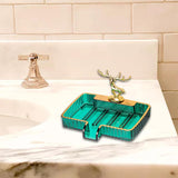 Maxbell Self Draining Soap Holder Easy Clean for Kitchen Soap Dish Tray Green