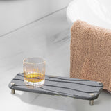 Maxbell Diatomite Drink Coasters Small Tray Rectangle for Toiletries Hand Soaps Dark Grey Grooves