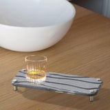 Maxbell Diatomite Drink Coasters Small Tray Rectangle for Toiletries Hand Soaps Dark Grey Grooves