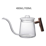 Maxbell Glass Gooseneck Kettle Ergonomic Handle Water Boiler Long Narrow Spout 480ML