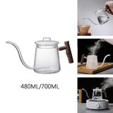 Maxbell Glass Gooseneck Kettle Ergonomic Handle Water Boiler Long Narrow Spout 480ML