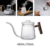 Maxbell Glass Gooseneck Kettle Ergonomic Handle Water Boiler Long Narrow Spout 480ML