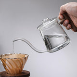 Maxbell Glass Gooseneck Kettle Ergonomic Handle Water Boiler Long Narrow Spout 480ML