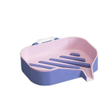 Maxbell Bar Soap Holder with Soap Tray Wall Mount Sturdy Punching Free Size 13x9x3cm Pink and Purple