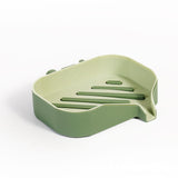 Maxbell Bar Soap Holder with Soap Tray Wall Mount Sturdy Punching Free Size 13x9x3cm Green