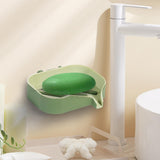 Maxbell Bar Soap Holder with Soap Tray Wall Mount Sturdy Punching Free Size 13x9x3cm Green