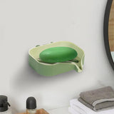 Maxbell Bar Soap Holder with Soap Tray Wall Mount Sturdy Punching Free Size 13x9x3cm Green