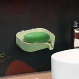 Maxbell Bar Soap Holder with Soap Tray Wall Mount Sturdy Punching Free Size 13x9x3cm Green