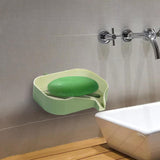 Maxbell Bar Soap Holder with Soap Tray Wall Mount Sturdy Punching Free Size 13x9x3cm Green