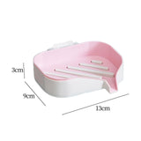 Maxbell Bar Soap Holder with Soap Tray Wall Mount Sturdy Punching Free Size 13x9x3cm Pink and White