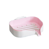 Maxbell Bar Soap Holder with Soap Tray Wall Mount Sturdy Punching Free Size 13x9x3cm Pink and White