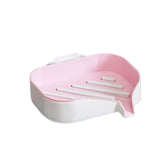 Maxbell Bar Soap Holder with Soap Tray Wall Mount Sturdy Punching Free Size 13x9x3cm Pink and White