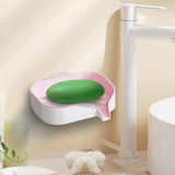 Maxbell Bar Soap Holder with Soap Tray Wall Mount Sturdy Punching Free Size 13x9x3cm Pink and White