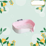 Maxbell Bar Soap Holder with Soap Tray Wall Mount Sturdy Punching Free Size 13x9x3cm Pink and White