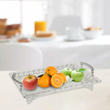 Maxbell Iron Food Tray Serving Platter Table Organizer for Home Kitchen Dessert Argent