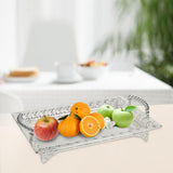 Maxbell Iron Food Tray Serving Platter Table Organizer for Home Kitchen Dessert Argent