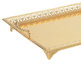 Maxbell Metal Iron Food Serving Tray with Handles for Home Party Elegant Retro Style Aureate