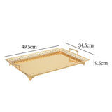 Maxbell Metal Iron Food Serving Tray with Handles for Home Party Elegant Retro Style Aureate