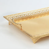 Maxbell Metal Iron Food Serving Tray with Handles for Home Party Elegant Retro Style Aureate