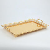 Maxbell Metal Iron Food Serving Tray with Handles for Home Party Elegant Retro Style Aureate