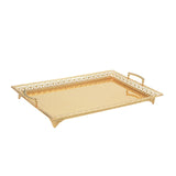 Maxbell Metal Iron Food Serving Tray with Handles for Home Party Elegant Retro Style Aureate
