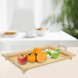 Maxbell Metal Iron Food Serving Tray with Handles for Home Party Elegant Retro Style Aureate