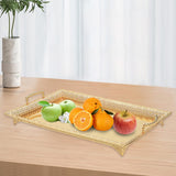 Maxbell Metal Iron Food Serving Tray with Handles for Home Party Elegant Retro Style Aureate