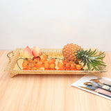 Maxbell Metal Iron Food Serving Tray with Handles for Home Party Elegant Retro Style Aureate