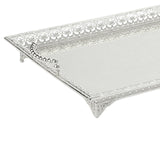 Maxbell Metal Iron Food Serving Tray with Handles for Home Party Elegant Retro Style Argent