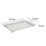 Maxbell Metal Iron Food Serving Tray with Handles for Home Party Elegant Retro Style Argent