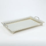 Maxbell Metal Iron Food Serving Tray with Handles for Home Party Elegant Retro Style Argent
