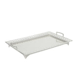 Maxbell Metal Iron Food Serving Tray with Handles for Home Party Elegant Retro Style Argent