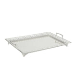 Maxbell Metal Iron Food Serving Tray with Handles for Home Party Elegant Retro Style Argent