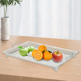 Maxbell Metal Iron Food Serving Tray with Handles for Home Party Elegant Retro Style Argent