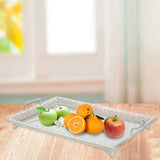 Maxbell Metal Iron Food Serving Tray with Handles for Home Party Elegant Retro Style Argent