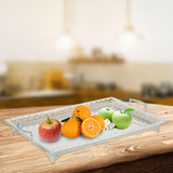 Maxbell Metal Iron Food Serving Tray with Handles for Home Party Elegant Retro Style Argent