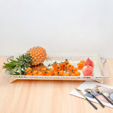 Maxbell Metal Iron Food Serving Tray with Handles for Home Party Elegant Retro Style Argent