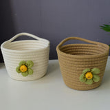 Maxbell Round Basket Flower Arrangement with Handle for Bedroom Party Indoor Outdoor Khaki