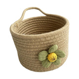 Maxbell Round Basket Flower Arrangement with Handle for Bedroom Party Indoor Outdoor Khaki