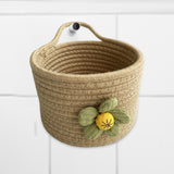 Maxbell Round Basket Flower Arrangement with Handle for Bedroom Party Indoor Outdoor Khaki