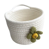 Maxbell Round Basket Flower Arrangement with Handle for Bedroom Party Indoor Outdoor White