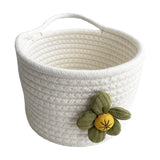 Maxbell Round Basket Flower Arrangement with Handle for Bedroom Party Indoor Outdoor White