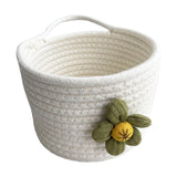 Maxbell Round Basket Flower Arrangement with Handle for Bedroom Party Indoor Outdoor White
