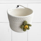Maxbell Round Basket Flower Arrangement with Handle for Bedroom Party Indoor Outdoor White