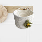 Maxbell Round Basket Flower Arrangement with Handle for Bedroom Party Indoor Outdoor White