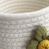 Maxbell Round Basket Flower Arrangement with Handle for Bedroom Party Indoor Outdoor White