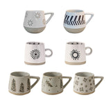 Maxbell 400ml Coffee Cup Drinking Cups Espresso Mug Retro for Yogurt Office Travel Flower