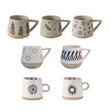 Maxbell 400ml Coffee Cup Drinking Cups Espresso Mug Retro for Yogurt Office Travel Flower