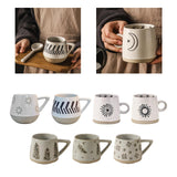 Maxbell 400ml Coffee Cup Drinking Cups Espresso Mug Retro for Yogurt Office Travel Flower