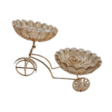 Maxbell Glass Serving Tray Dried Fruit Bowl Holders Decorative for Centerpiece Amber Feather